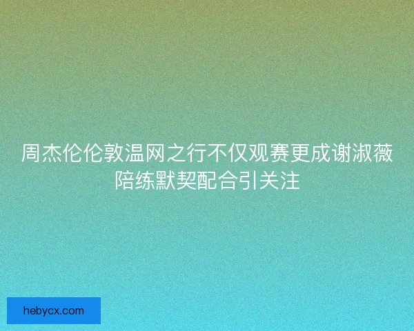 周杰伦伦敦温网之行不仅观赛更成谢淑薇陪练默契配合引关注